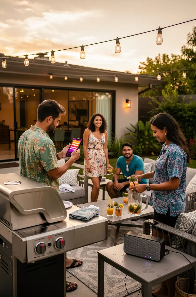 Person using a smartphone app to manage home security system remotely